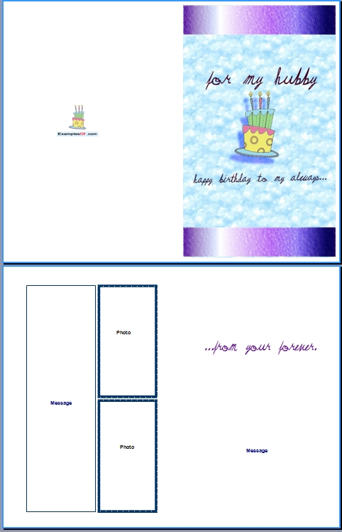 Example Birthday Card for Him:For My Hubby
