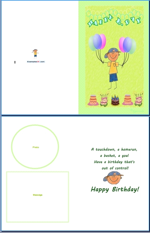 Example of Kids Card:Sporty Kid
