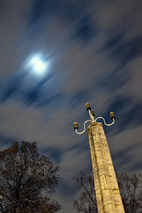 granite column lit by the moon long exposure example