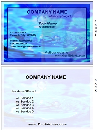 water business card example