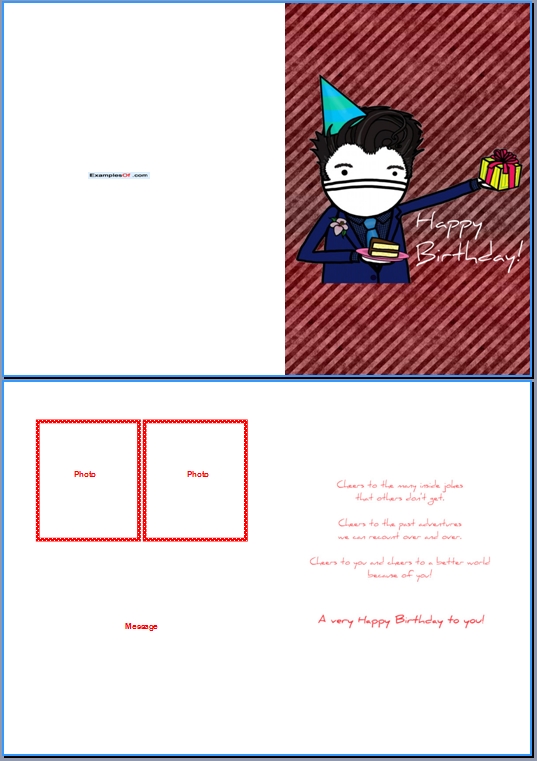 Example Birthday Card for Him:Cheers