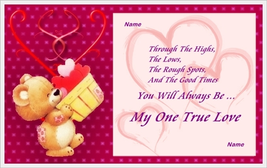 example of my one true love card
